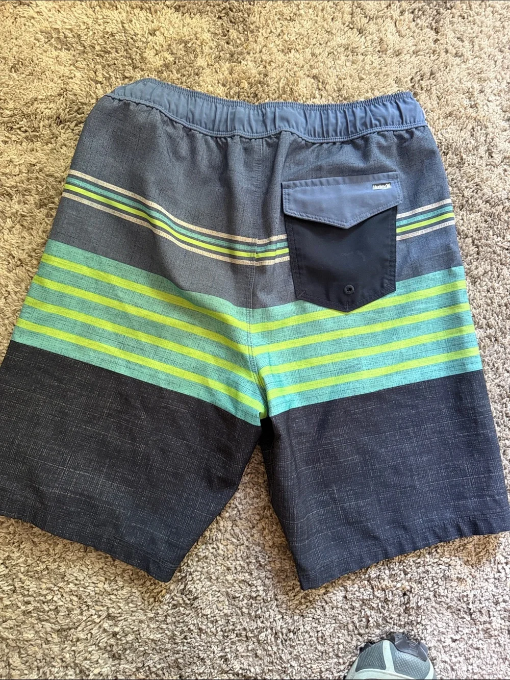 Hurley Men’s Blue & Green Striped Hybrid Shorts